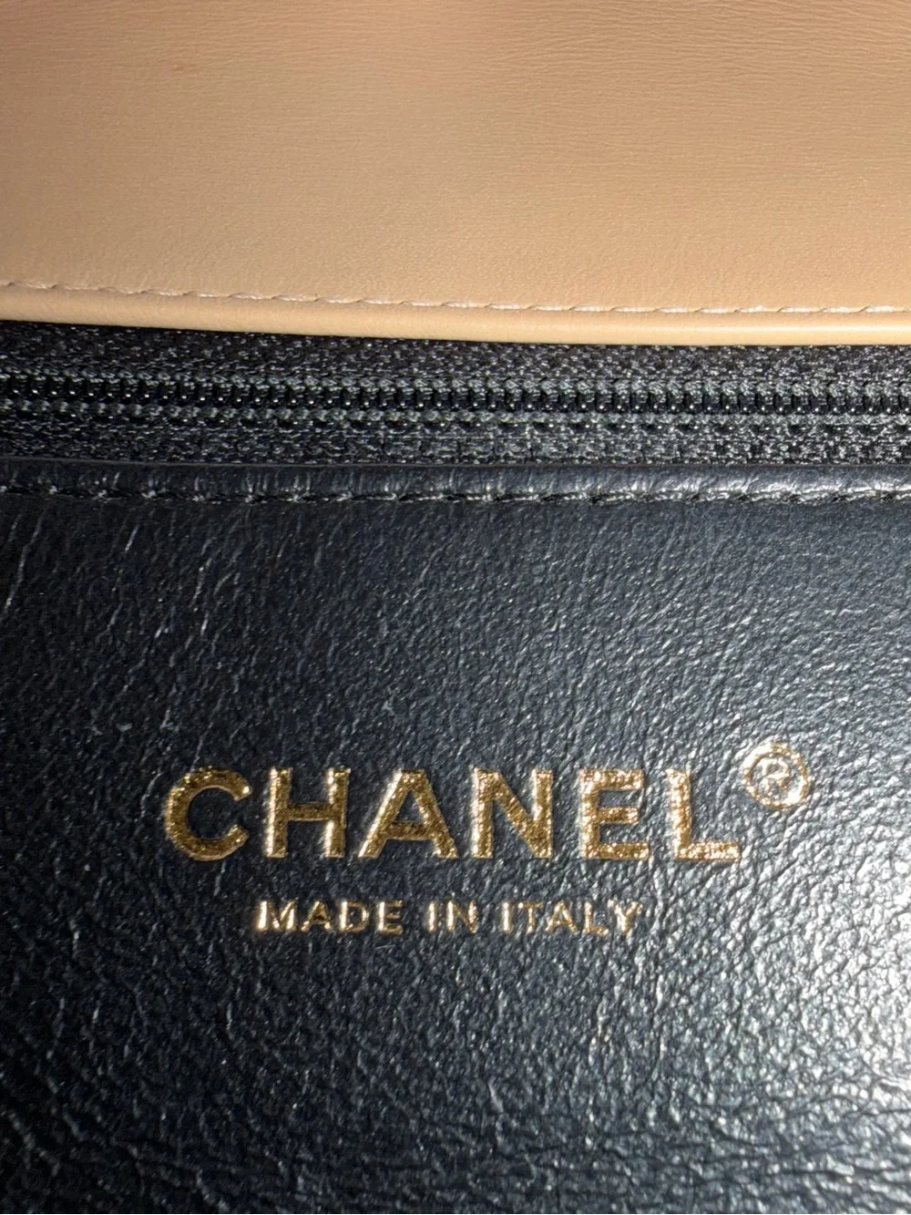 CHANEL Small CC Filigree Flap Bag Beige Black, Caviar Leather GHW